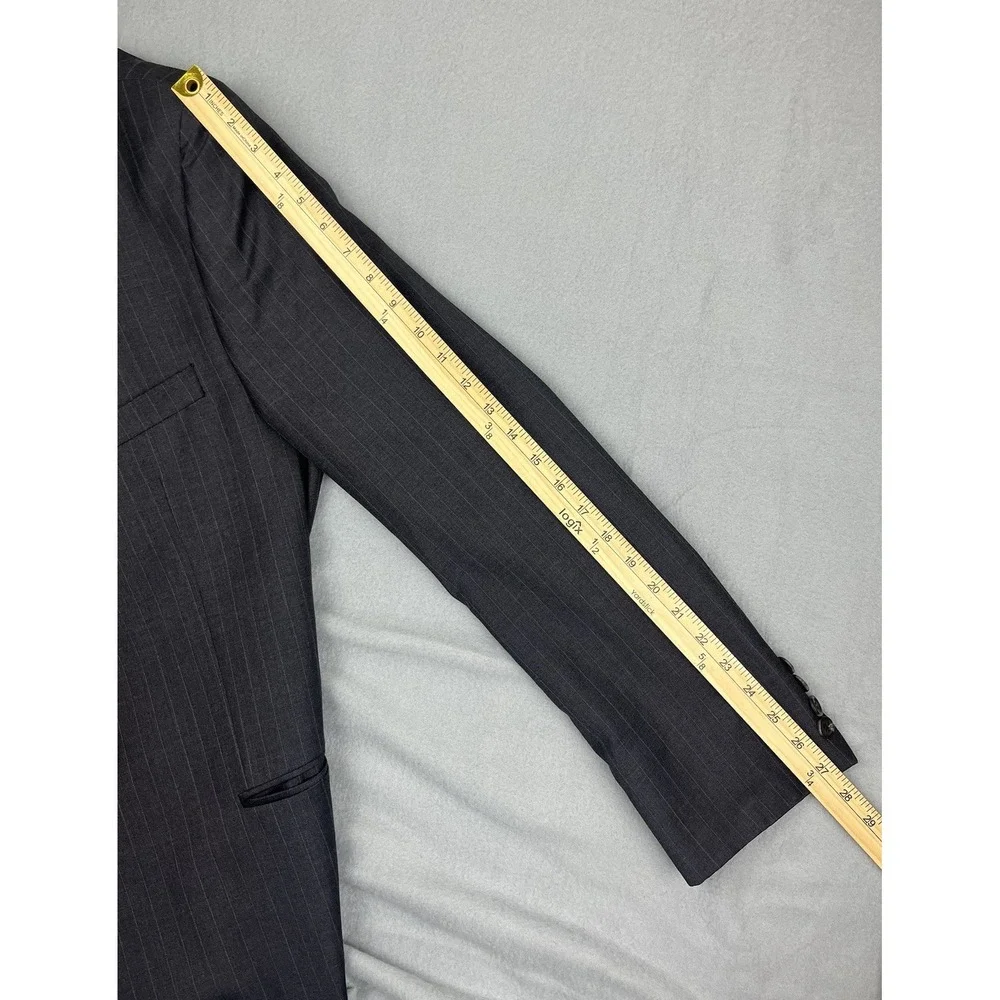 Lauren Ralph Lauren Men's Blazer 46L Charcoal Gray Chalk Stripe Sport Coat‎